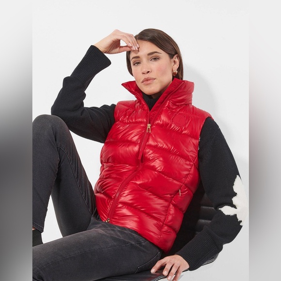 No-l-ito Jackets & Blazers - Nolito Italy size M Leather Red Puffer Vest, full front zip with pockets